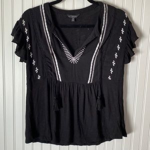 Lucky Brand black embroidered top